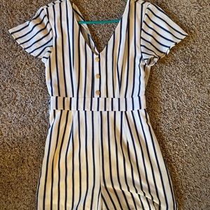 Women’s Small Navy Blue & White Romper
